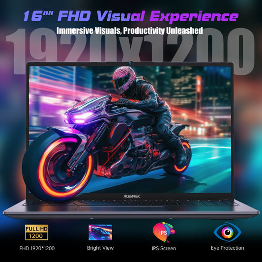 ACEMAGIC RX16 AMD Ryzen 7 7735HS /H255 16" Ultra Slim 4400MAH Laptop 16GB Ram 512GB Rom Windows 11Pro BT5.2 Wifi 6 Notebook