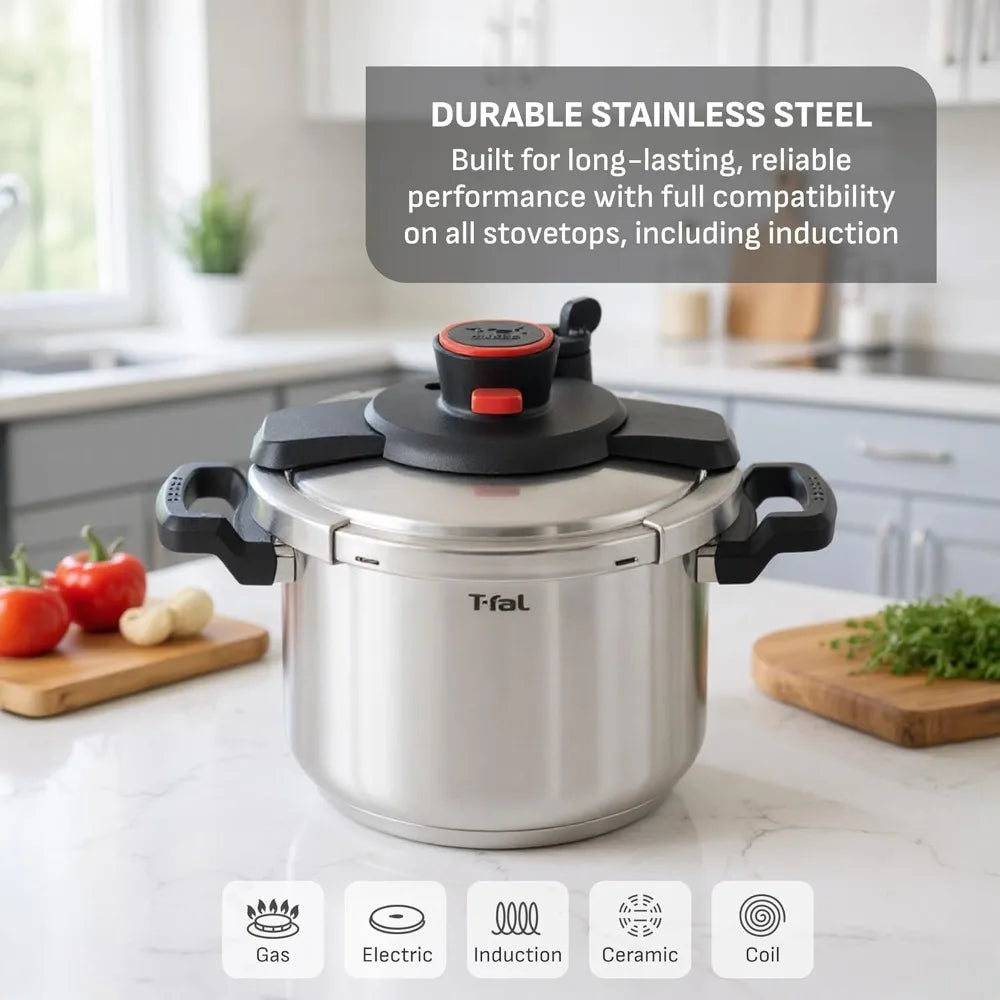 Stainless Steel Pressure Cooker Induction Compatible With Quick Cooking Locking