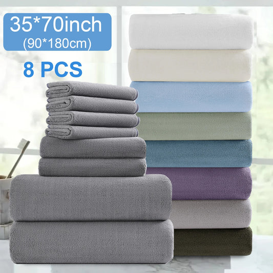 8pcs Oversized Bath Towels Set 35" x 70"- Includes 2 Large Bath Sheet & 4 Hand Towels & 4 Washcloths,Soft Absorbent & Quick Dry