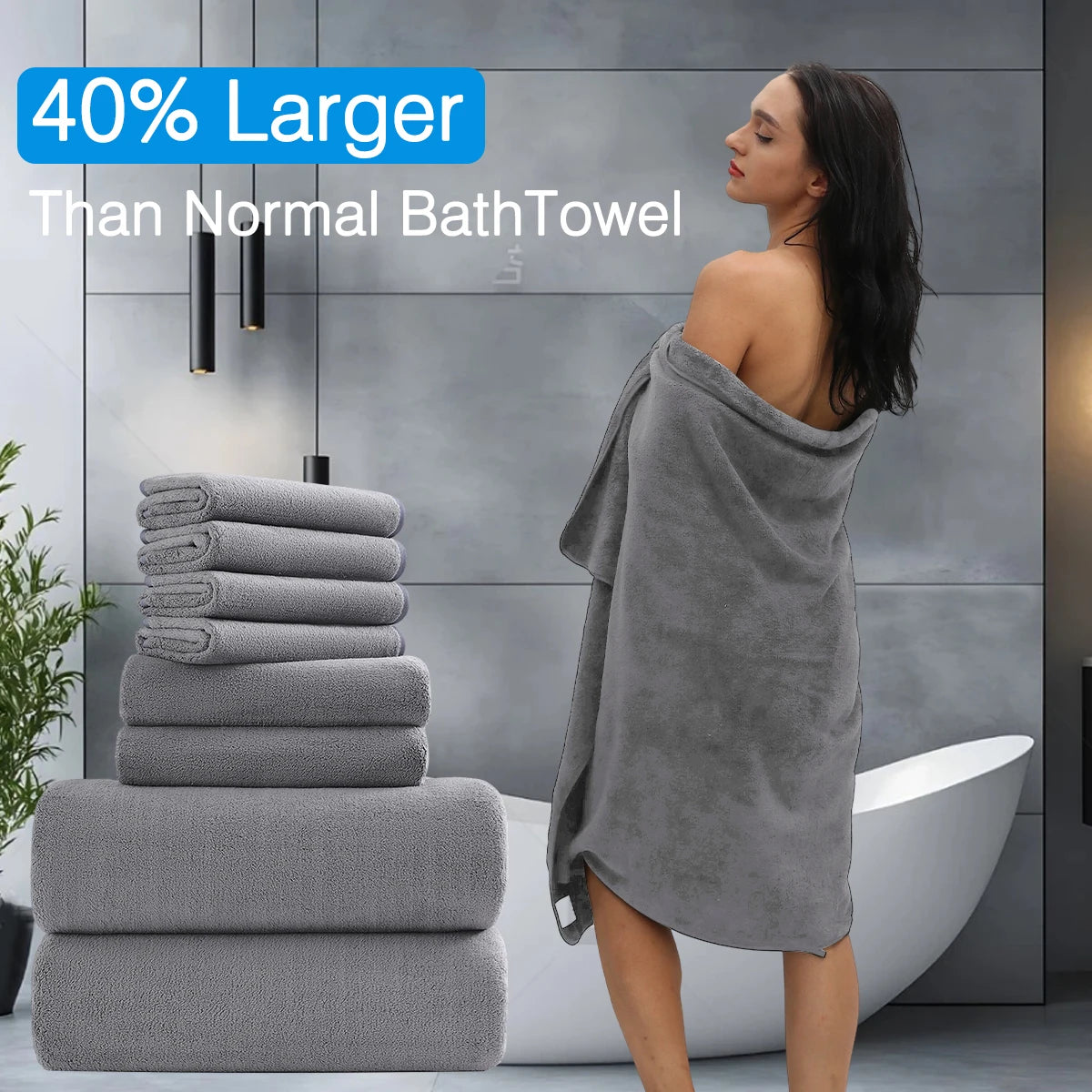 8pcs Oversized Bath Towels Set 35" x 70"- Includes 2 Large Bath Sheet & 4 Hand Towels & 4 Washcloths,Soft Absorbent & Quick Dry