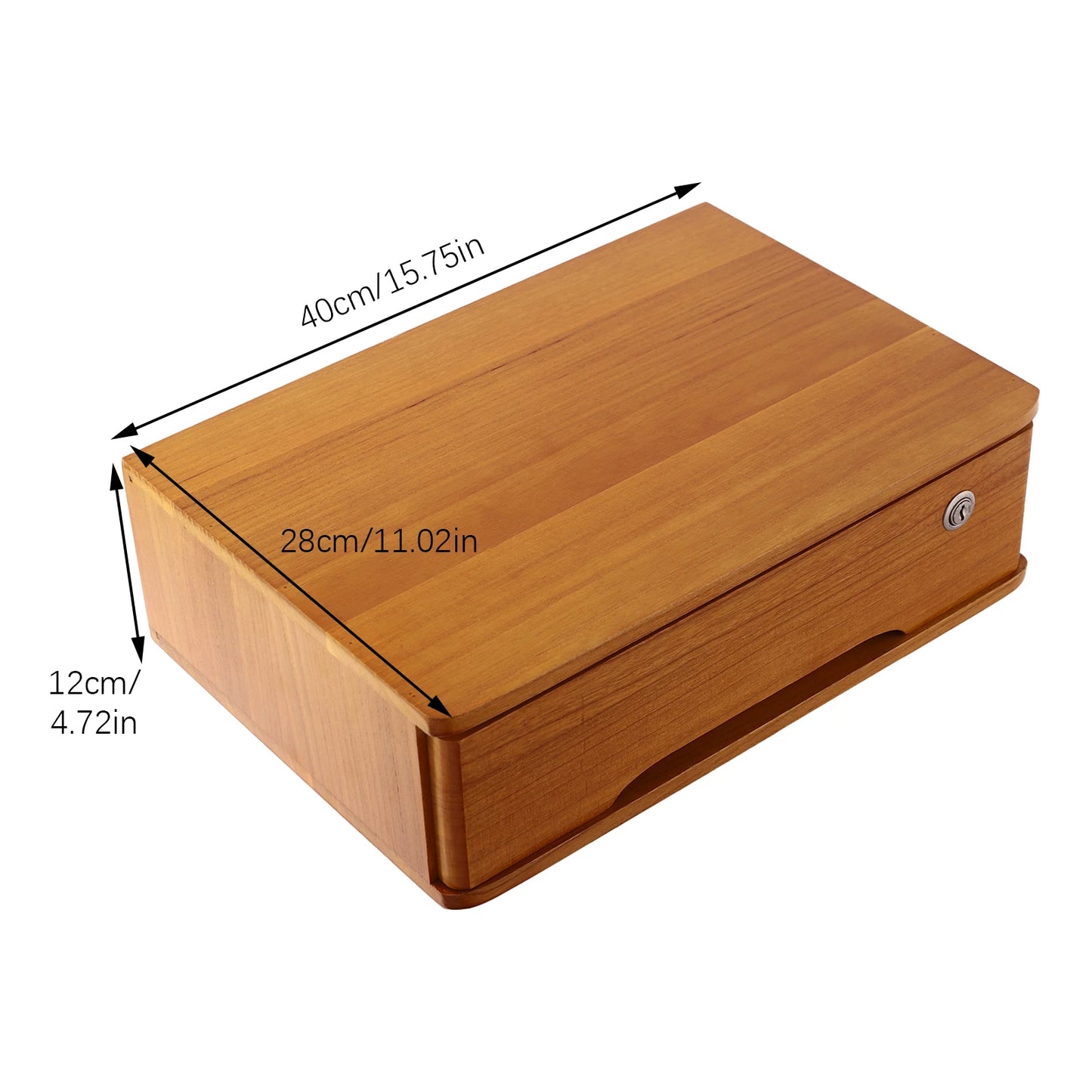 Wooden Desktop Storage Box Organizer With Lockable Drawers