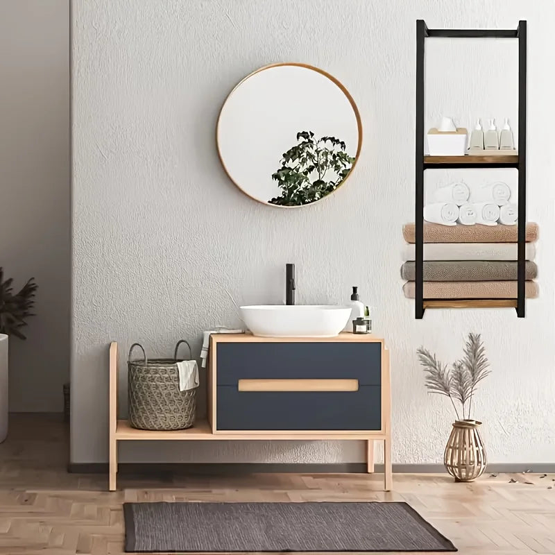 Two-Tier Carbon Steel French Country Wall Mounted Towel Rack