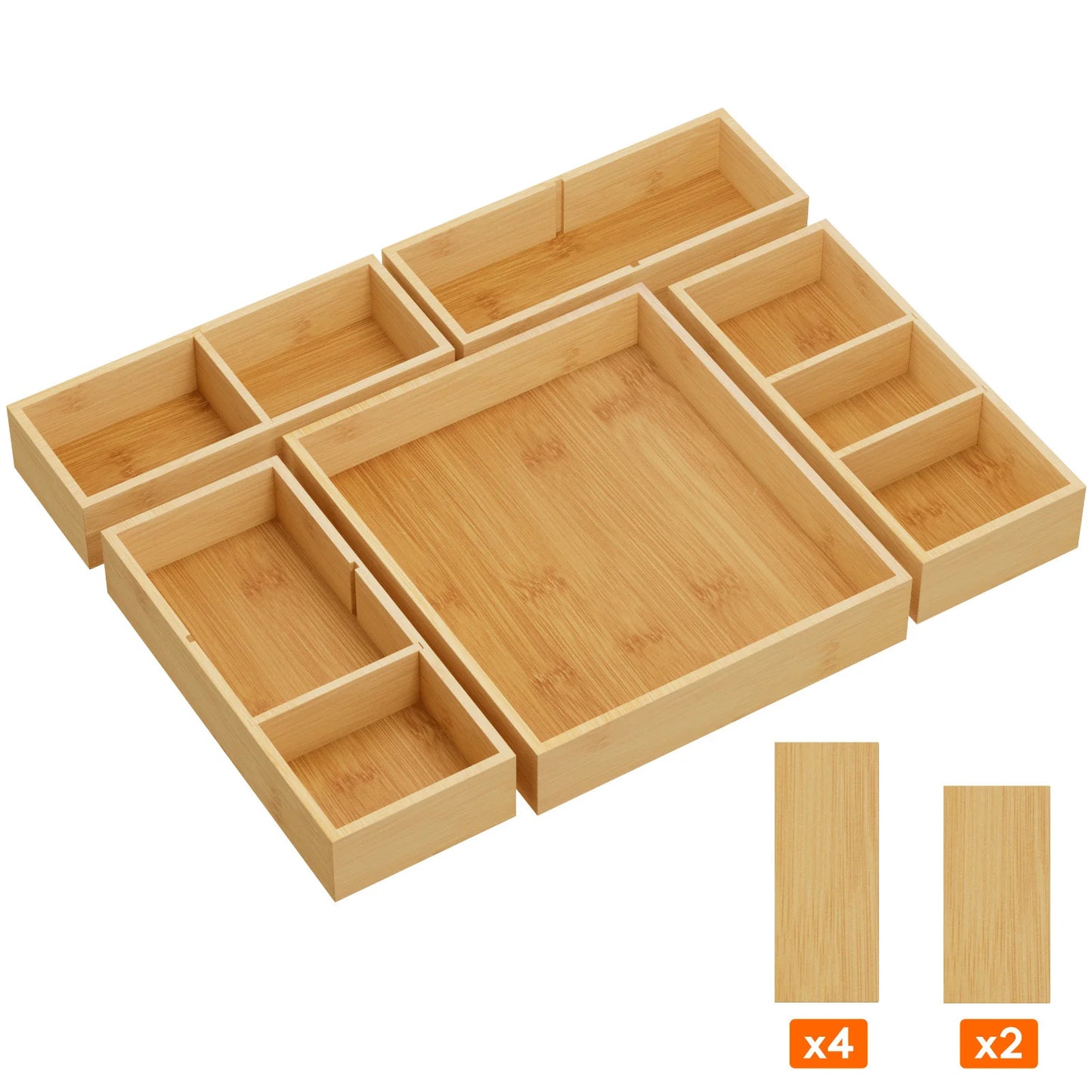 Bamboo Drawer Dividers And Organizers For Utensils Silverware Makeup