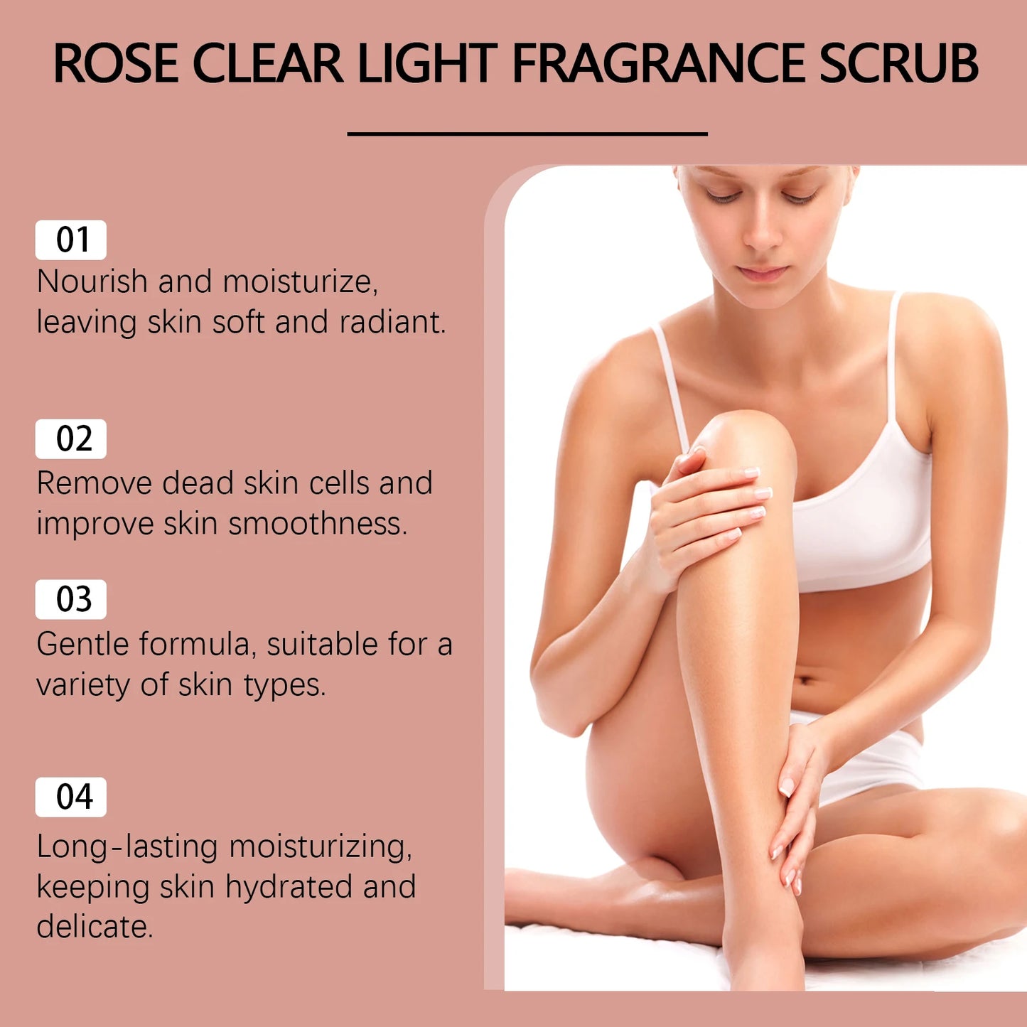 Rose/Tangerine/Cedarwood Body Scrub, Triple Scent Exfoliating & Moisturizing, Natural Skin Smoothing Polish