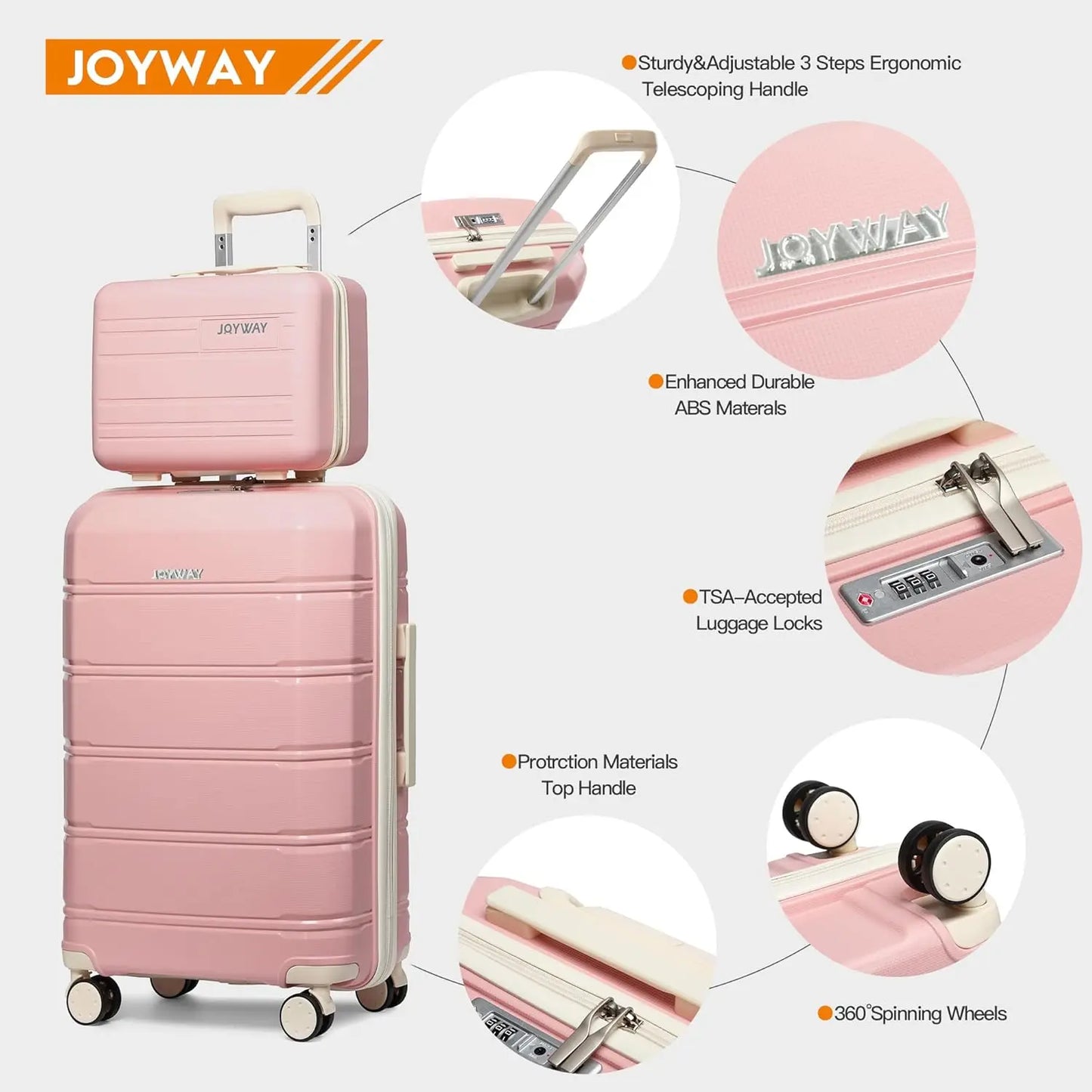 JoywayCN Travel Luggage Sets 5-Piece Carry-On Spinner Suitcase Set