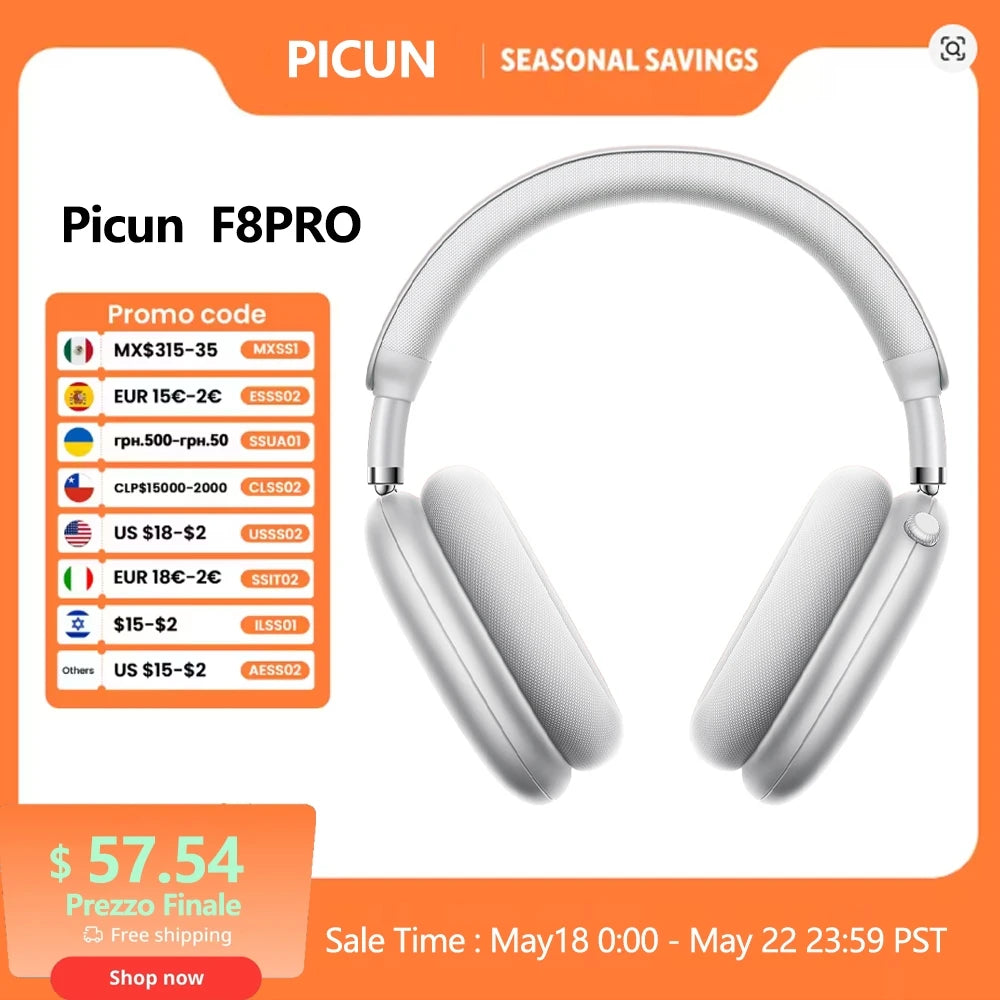 Picun F8 Pro ANC Wireless Headphones with 3D Spatial Audio