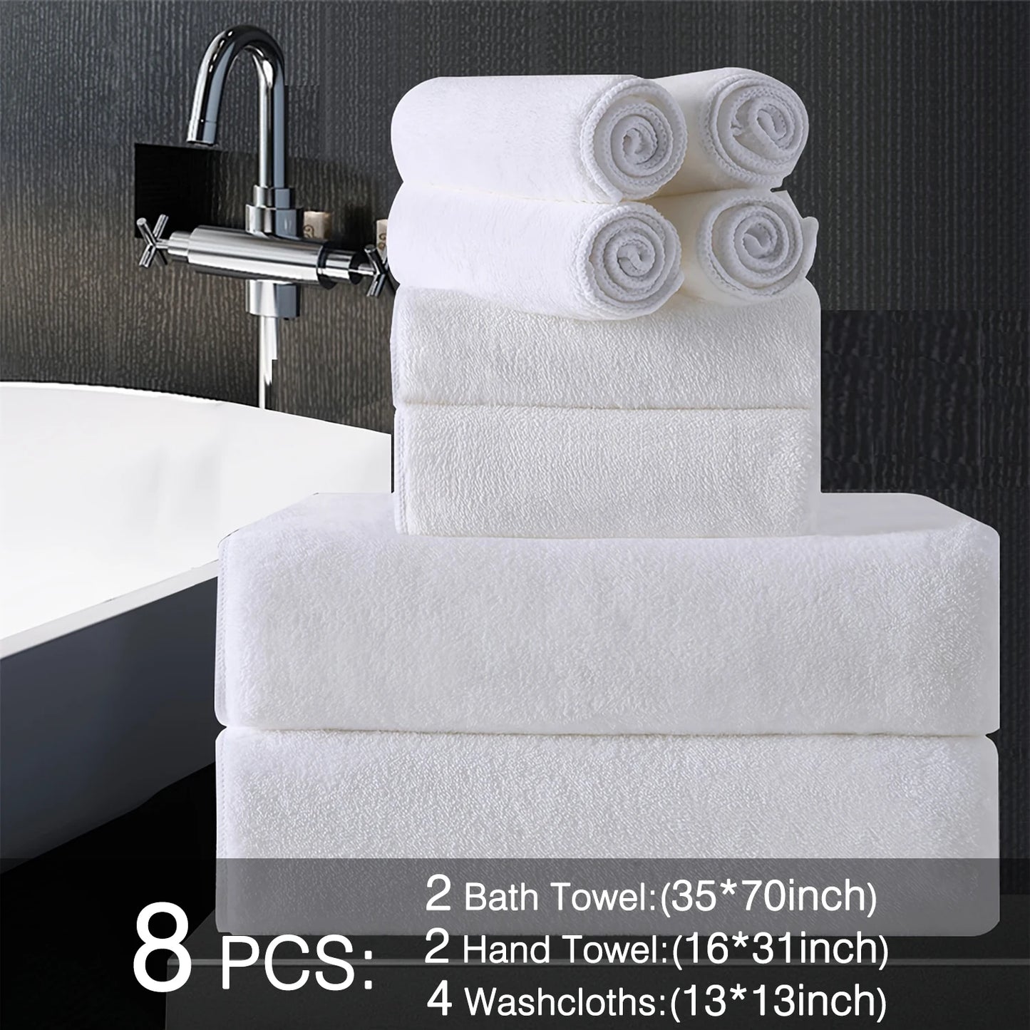 8pcs Oversized Bath Towels Set 35" x 70"- Includes 2 Large Bath Sheet & 4 Hand Towels & 4 Washcloths,Soft Absorbent & Quick Dry