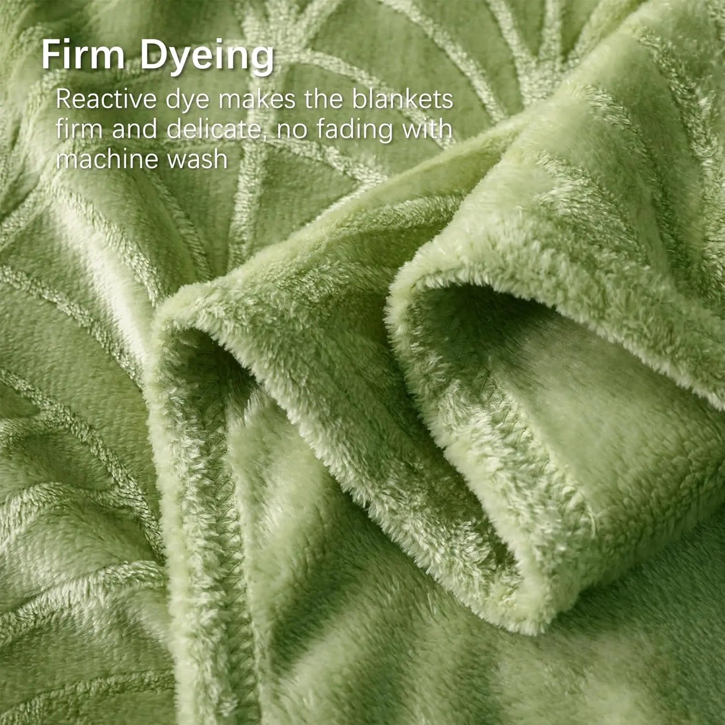 Soft Flannel Fleece Throw Blanket, Vintage Pattern for Couch, Warm Lightweight 50x60 Inch Olive Green