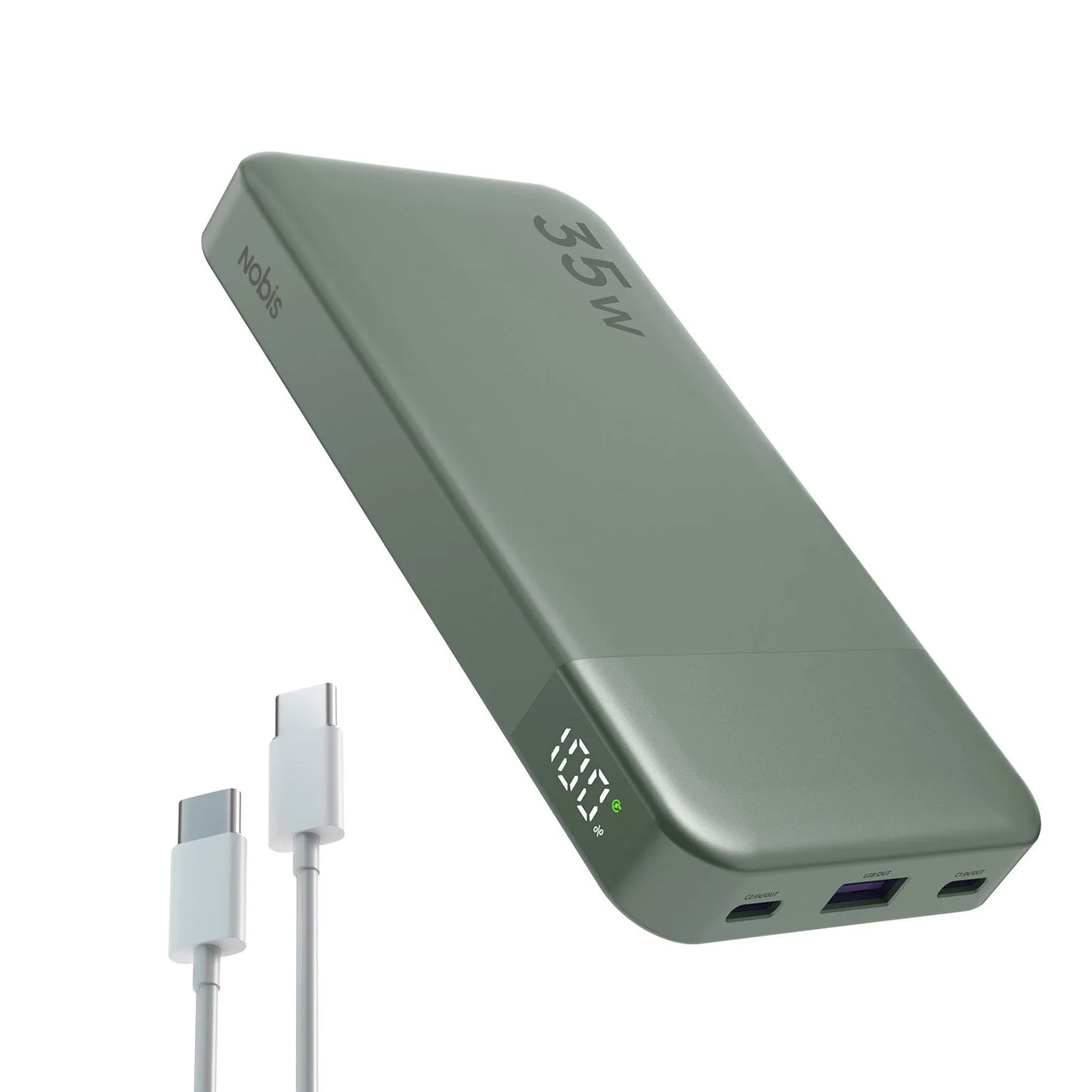 NOBIS N3510 Slim Power Bank 10000mAh Mini Pocket-Sized Smaller Portable Charger External Battery 35W Fast Charging For iPhone
