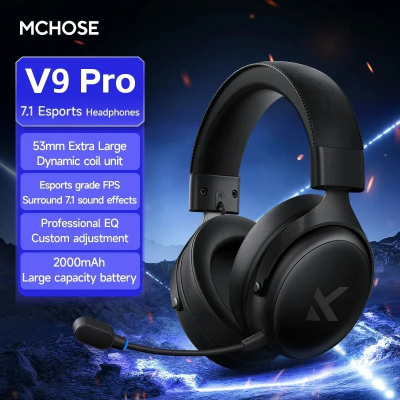 MCHOSE V9 Pro Wireless Gaming Headset Surround Sound Lightweight