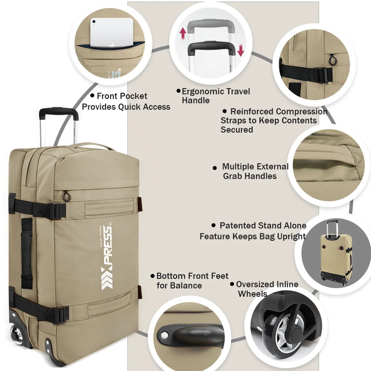 New York XPress Waterproof Rolling Duffel Set Three Piece Luggage