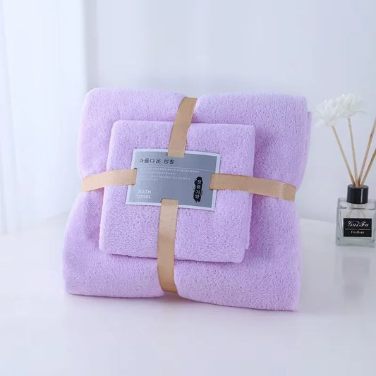 2 Piece Bath Towel Set Super Soft Quick Dry Fleece