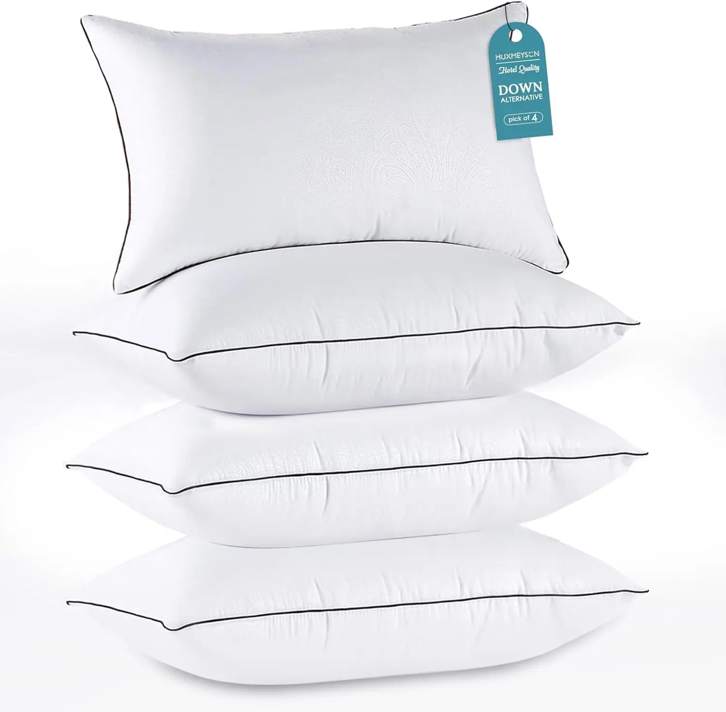 Down Alternative Luxury Hotel Pillows Set of 4 for Side and Back Sleepers