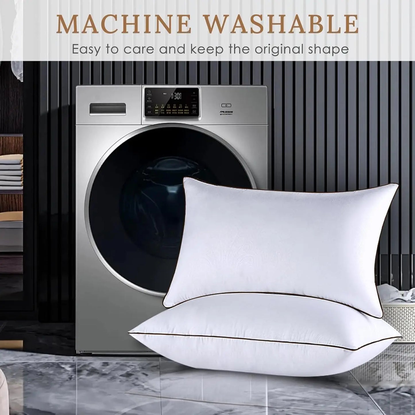 Down Alternative Luxury Hotel Pillows Set of 4 for Side and Back Sleepers