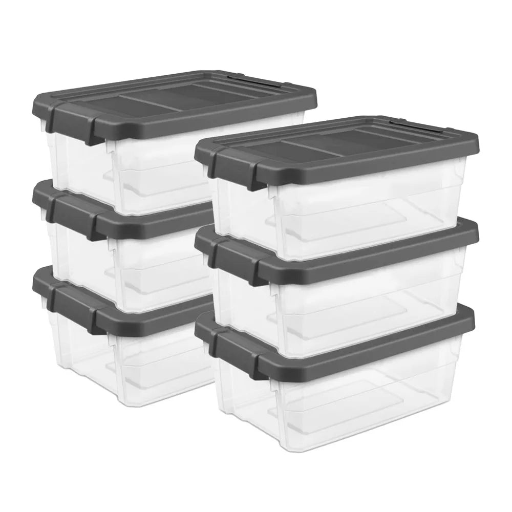 Sterilite Clear Stackable Plastic Storage Bins With Latching Lids