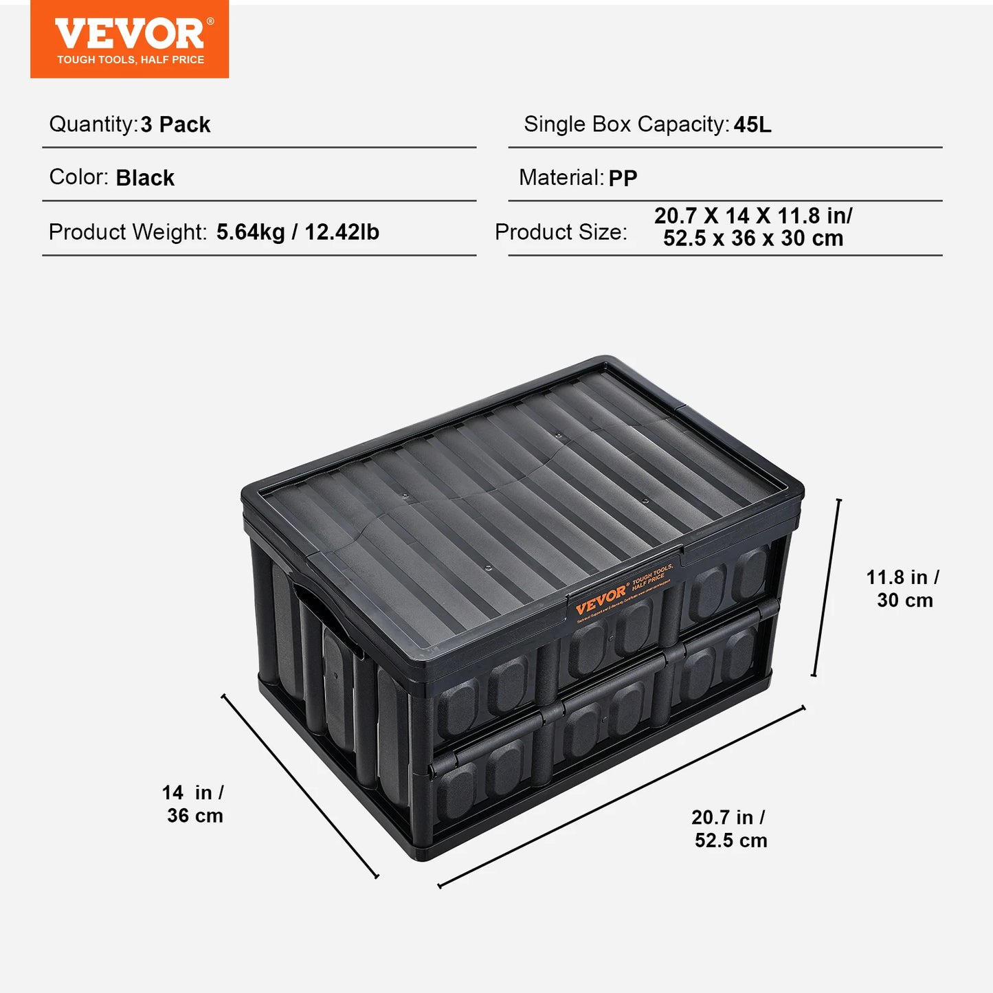 SucceBuy 3 Piece Collapsible Storage Bins With Lids For Garage