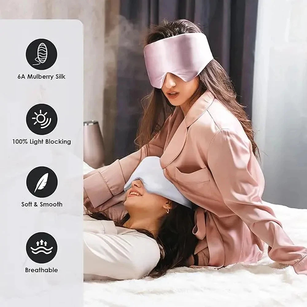 Mulberry Silk Sleep Mask With Adjustable Headband Light Blocking Travel
