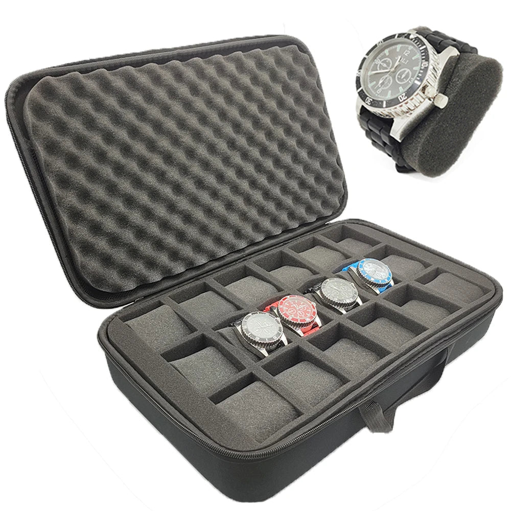 Portable Watch Box EVA Storage Case Organizer With Shockproof Canvas
