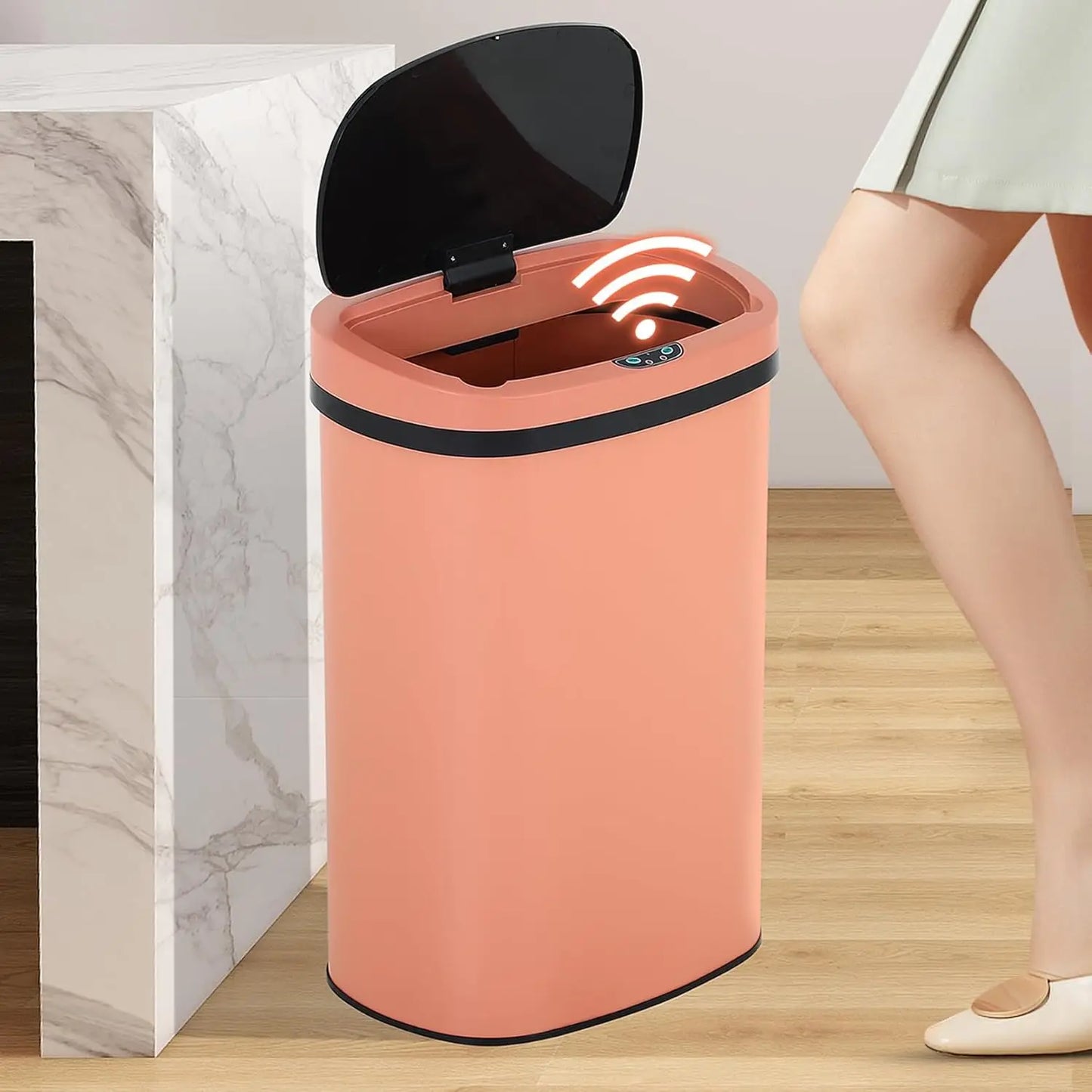 Stainless Steel Touchless Trash Can With Motion Sensor