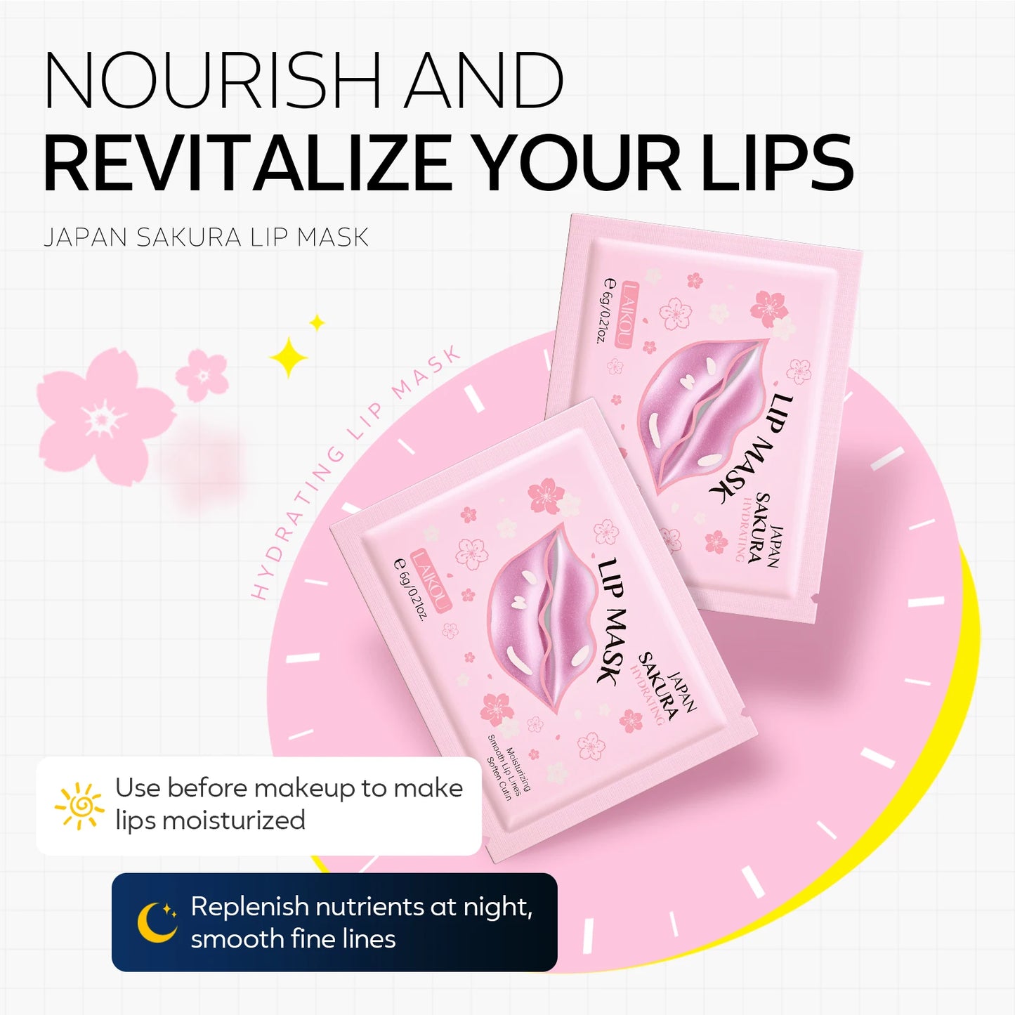 LAIKOU Sakura Skincare Set Hydration Toner Lip Mask Mud Mask