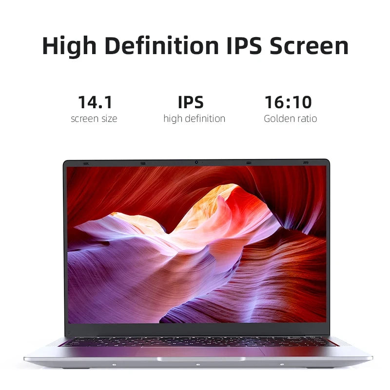 14.1" Windows 11 Pro Laptop | 12GB RAM | Full HD IPS Display | SSD Storage | Lightweight for Work, School & Travel
