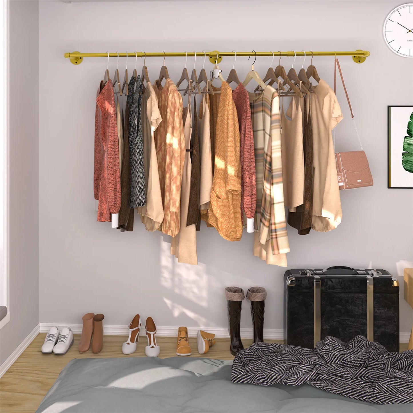 Industrial Pipe Wall Mounted Clothing Rack Iron Garment Hanger