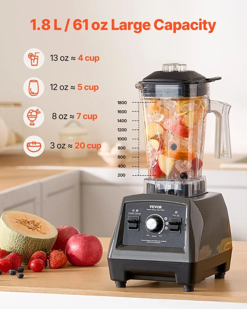 Professional Blender 1400W For Smoothies And Sauces
