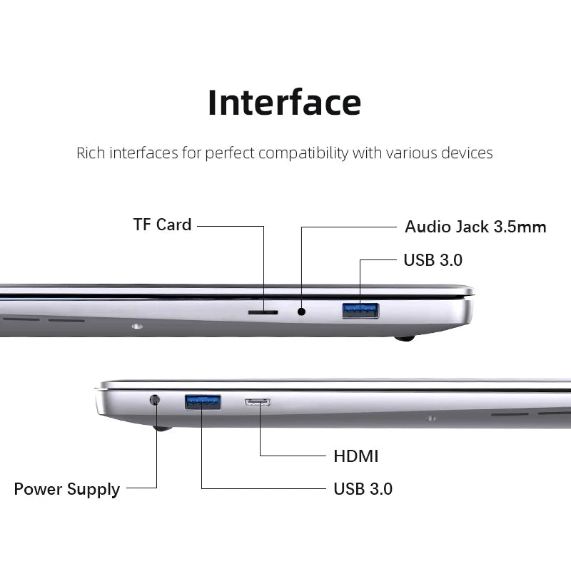 14.1" Windows 11 Pro Laptop | 12GB RAM | Full HD IPS Display | SSD Storage | Lightweight for Work, School & Travel
