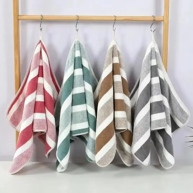 Striped Pattern Towel Set Quick Drying Absorbent Towels For Bathroom