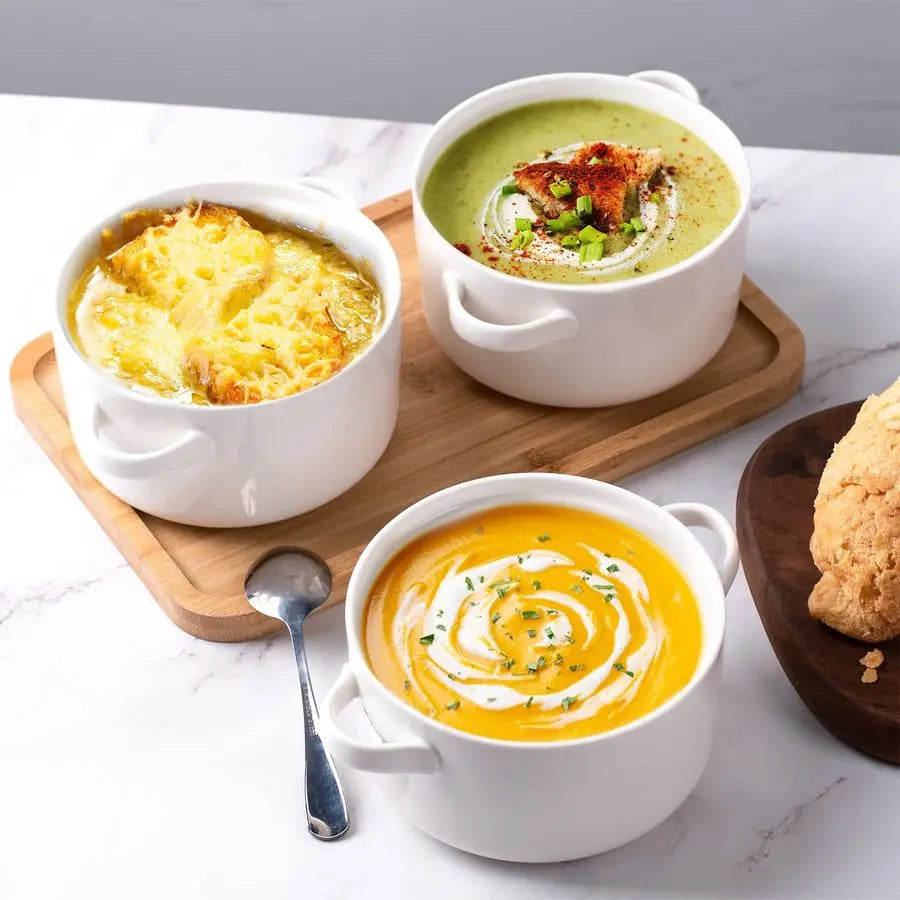 Ceramic Soup Bowls With Handles Set 6 Pack Dishwasher Safe
