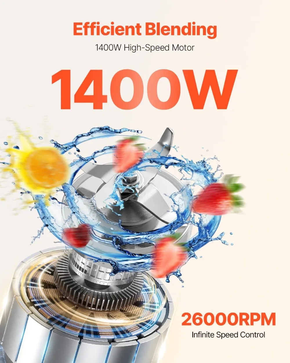 Professional Blender 1400W For Smoothies And Sauces