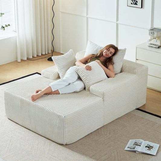 67 Inch Chaise Lounge Chair Indoor Oversized Upholstered Corduroy Sofa Bed Deep Seat Sleeper Couch Customized