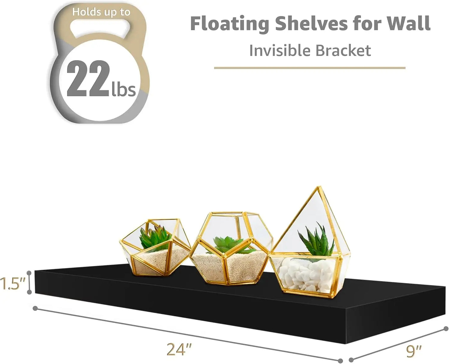 Floating Wall Shelves With Invisible Brackets For Bathroom Kitchen
