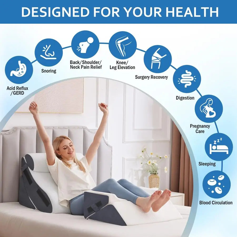 Wedge Pillow Set For Post Surgery And Acid Reflux Relief