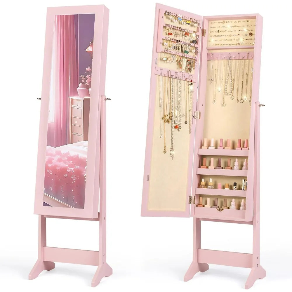 Giantex Jewelry Armoire With Full Length Mirror And Adjustable Angles