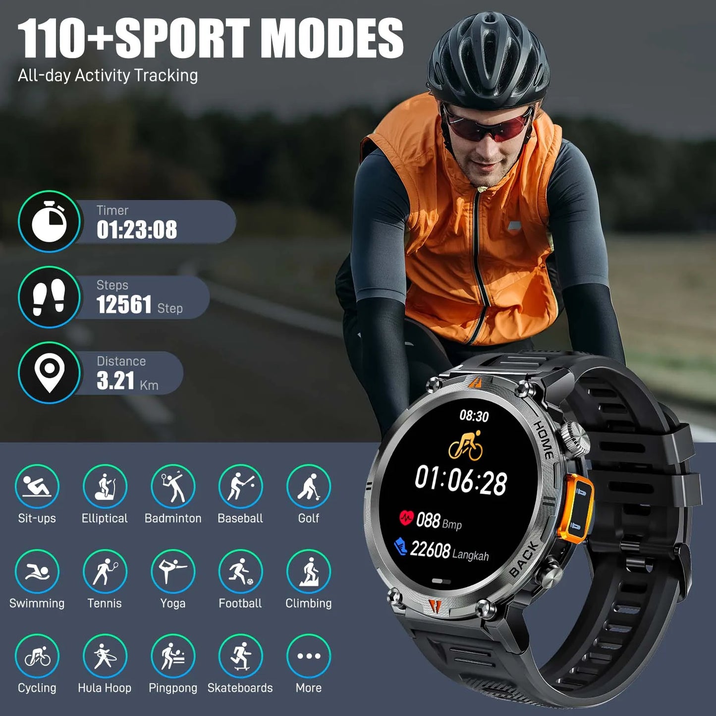 EIGIIS KE3 Bluetooth Calling Smartwatch For Men With Health Monitor