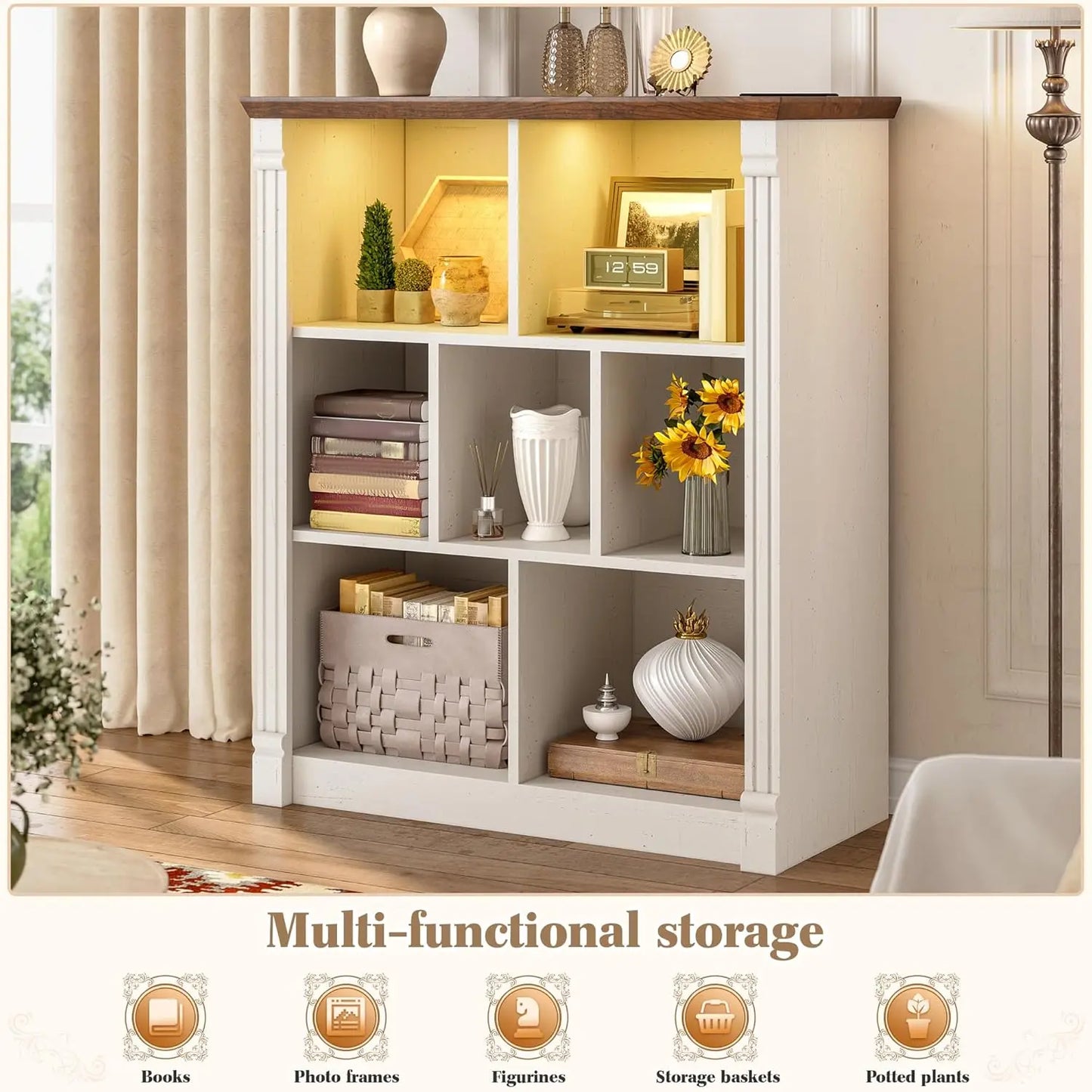 Guangbai 7 Cube Storage Organizer With LED Light And Charging