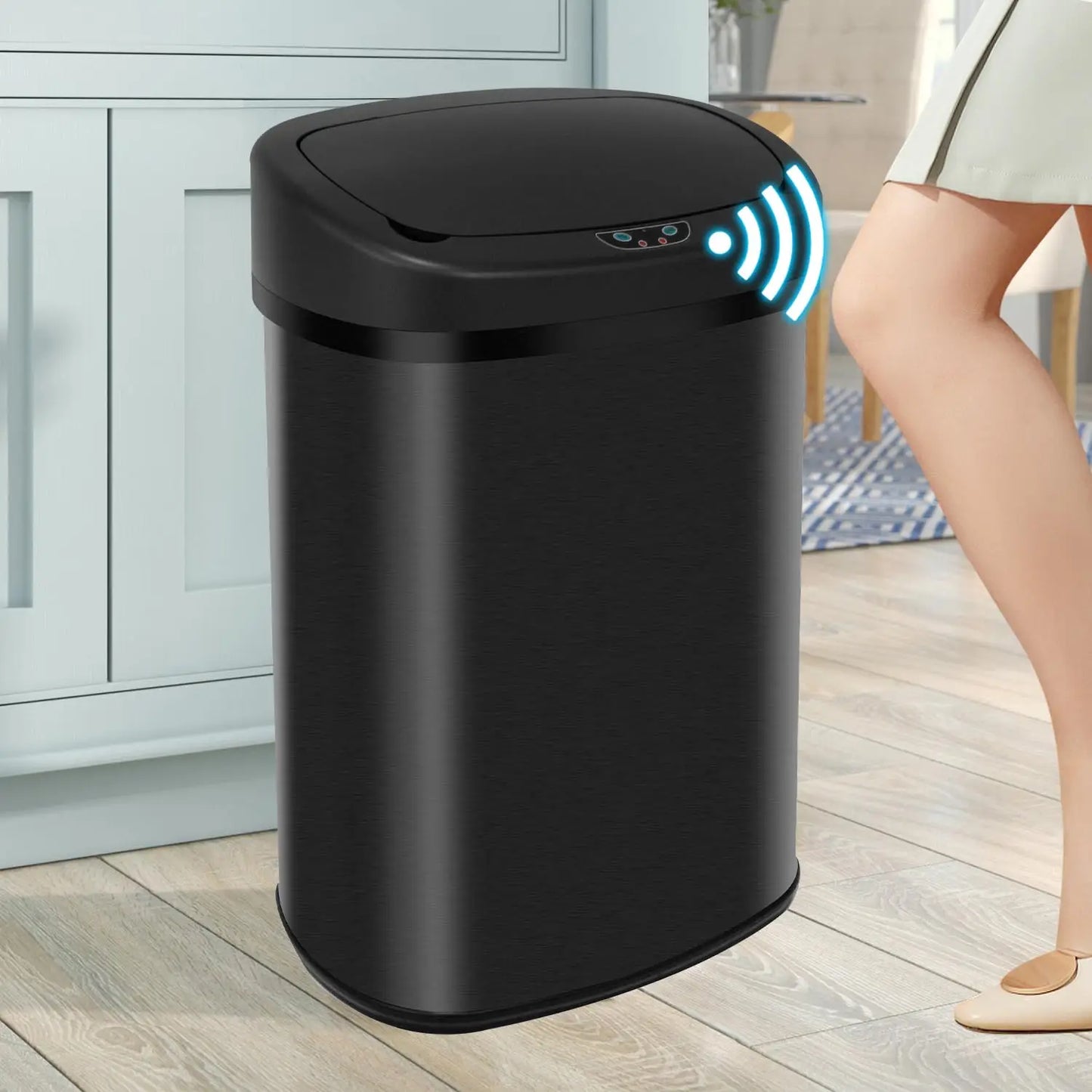 Stainless Steel Touchless Trash Can With Motion Sensor