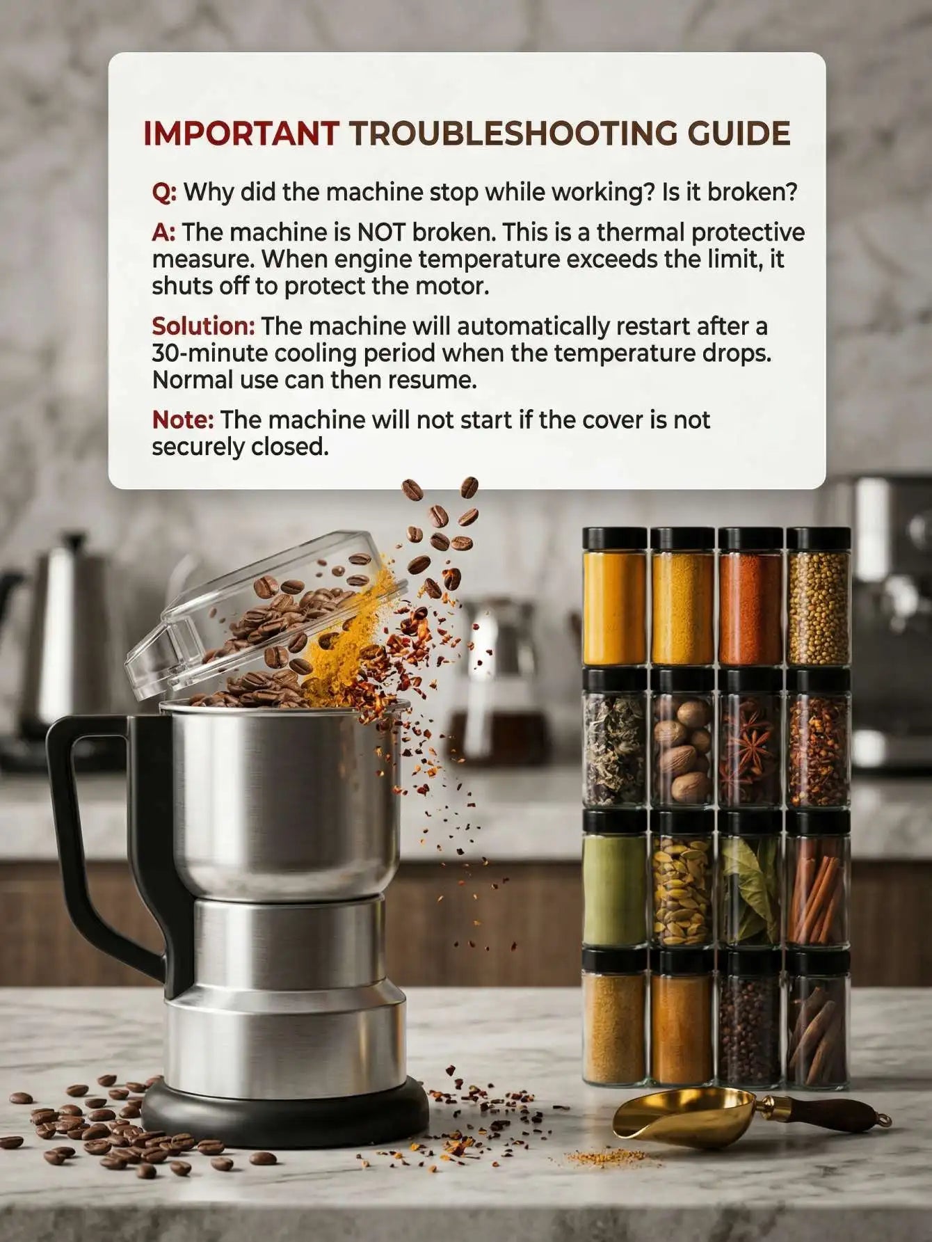 Multi-Functional Electric Grinder For Coffee Spices And Grains