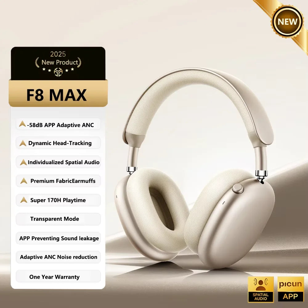 Picun F8 Pro ANC Wireless Headphones with 3D Spatial Audio