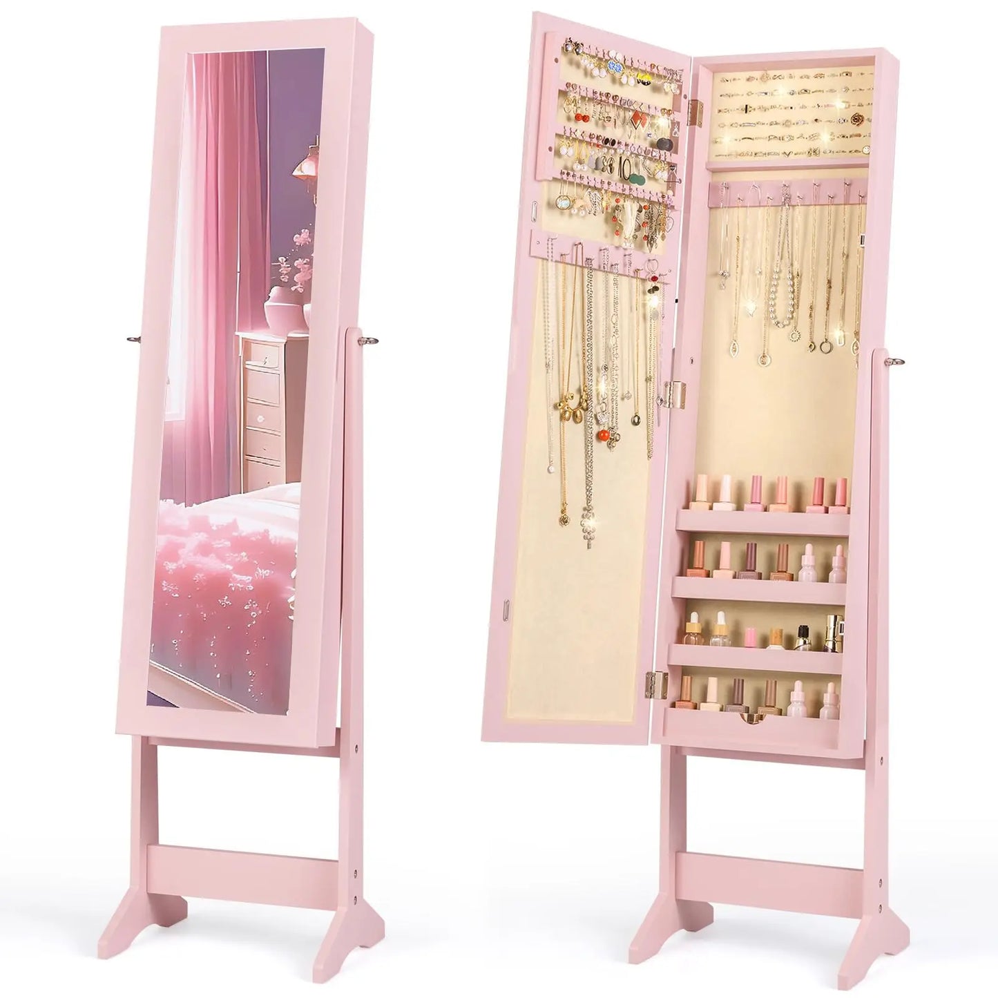 Giantex Jewelry Armoire With Full Length Mirror And Adjustable Angles