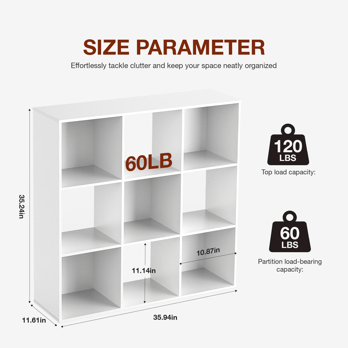 JHK 9 Cube Wood Storage Organizer Bookcase For Living Room