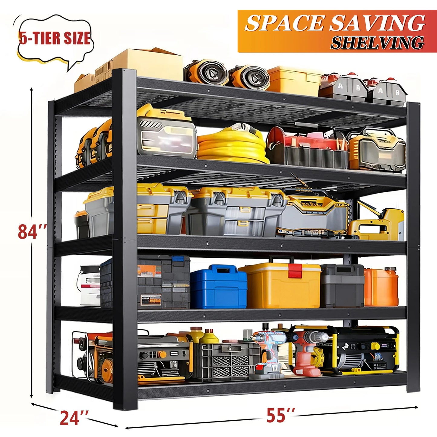 Heavy Duty 84 Inch Metal Storage Rack 2000Lb Per Layer