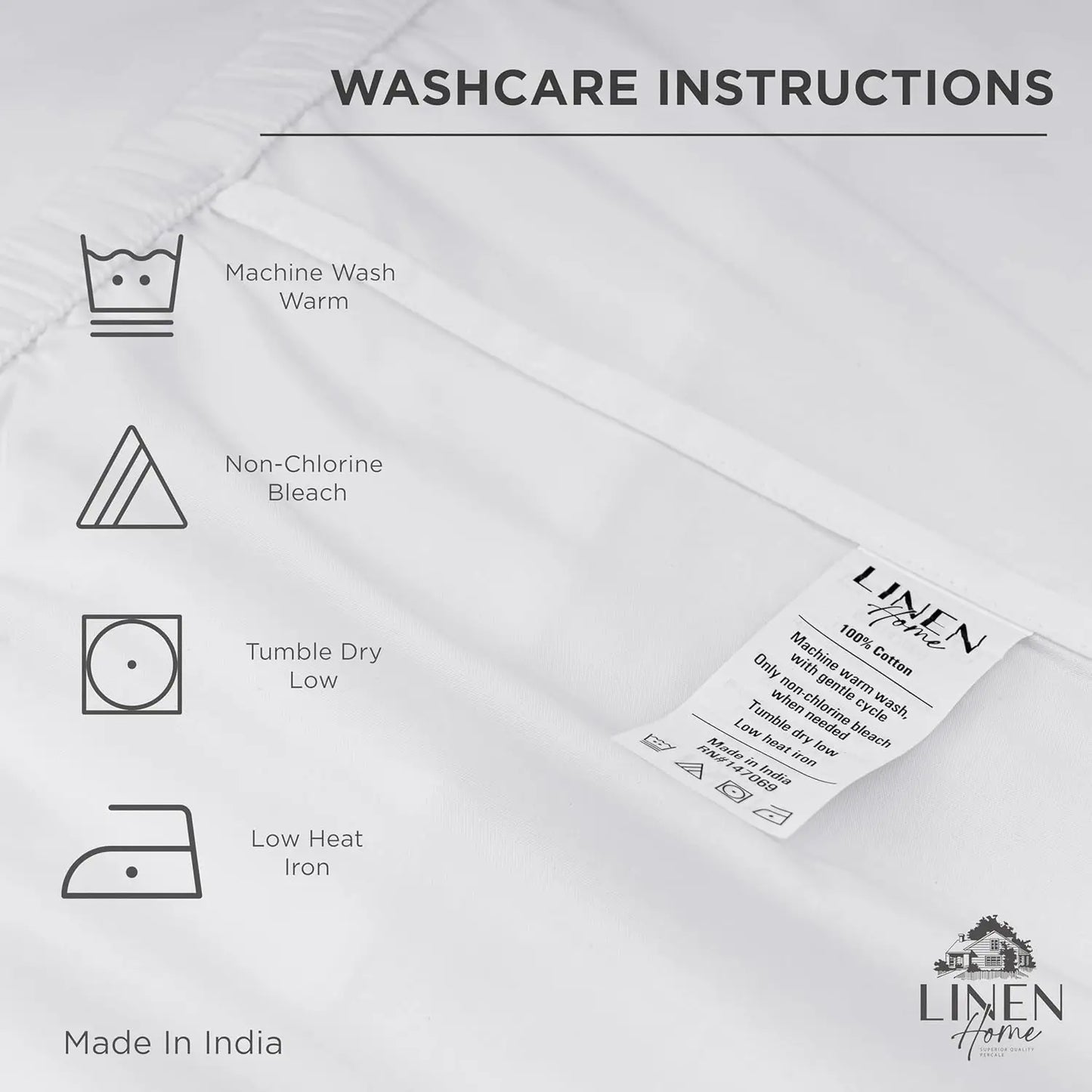 Queen Size White 100% Cotton Percale Weave Fitted Sheet, Deep Pocket Fits Mattress Up to 16", Crisp and Cool Bed Linen