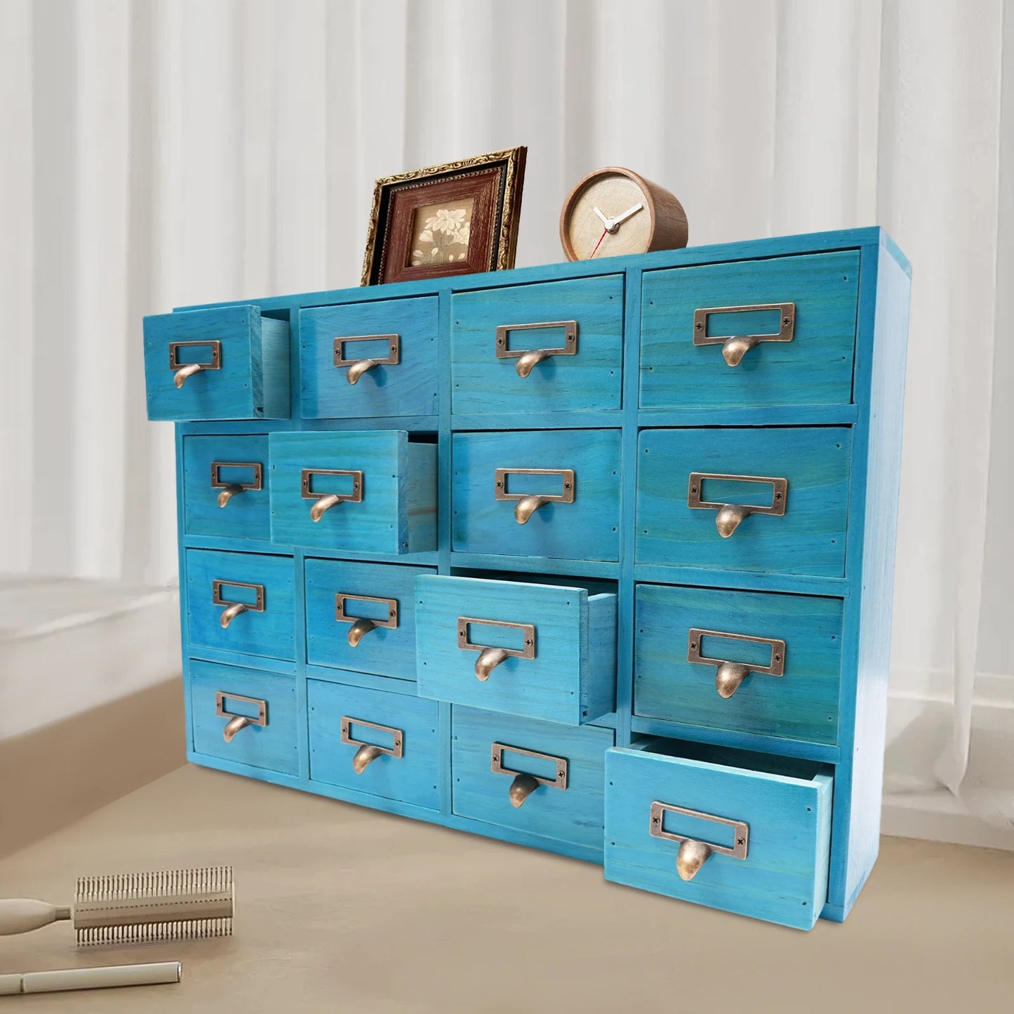 Wooden Apothecary Cabinet Desk Organizer For Vintage Medicine Storage