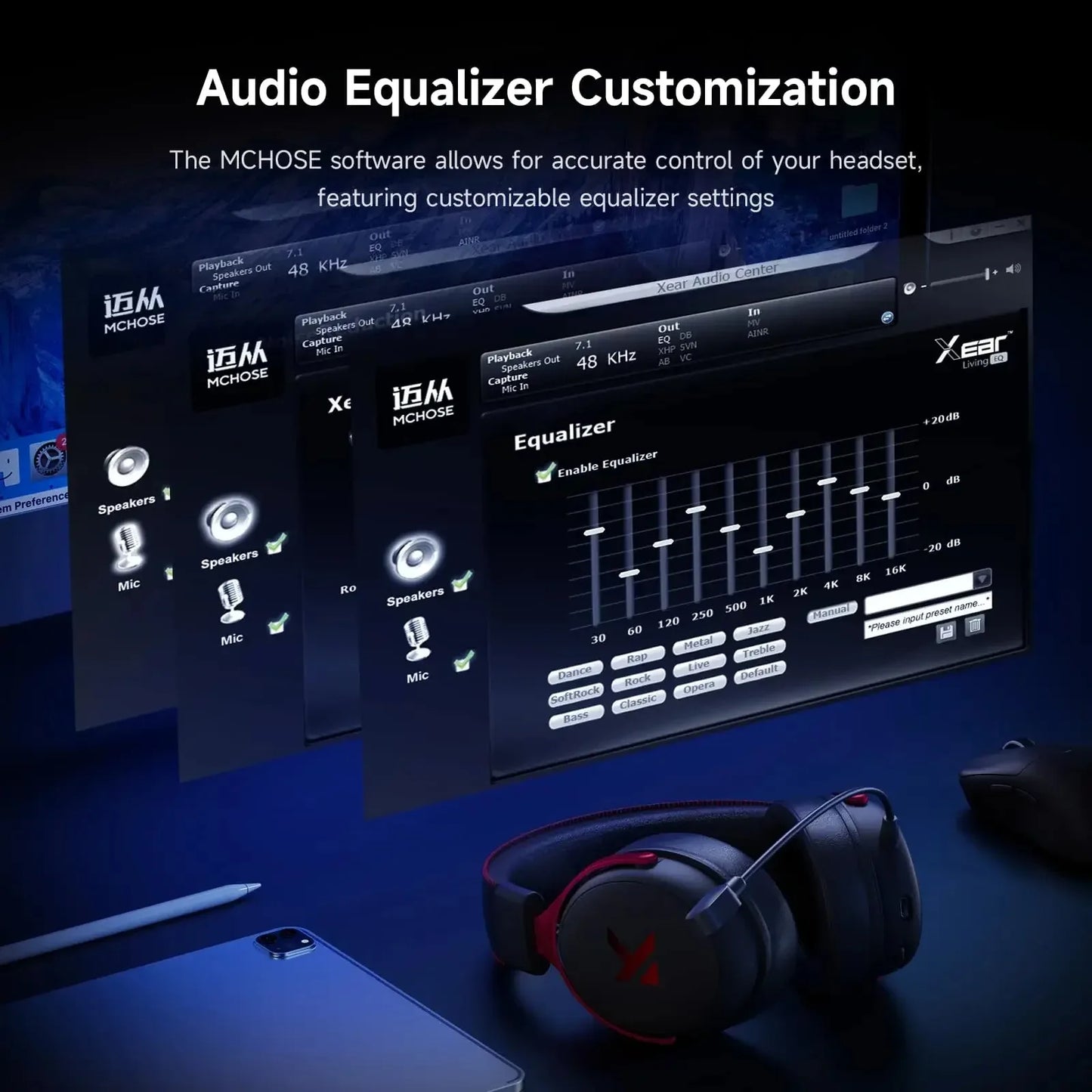 MCHOSE V9 Pro Wireless Gaming Headset Surround Sound Lightweight