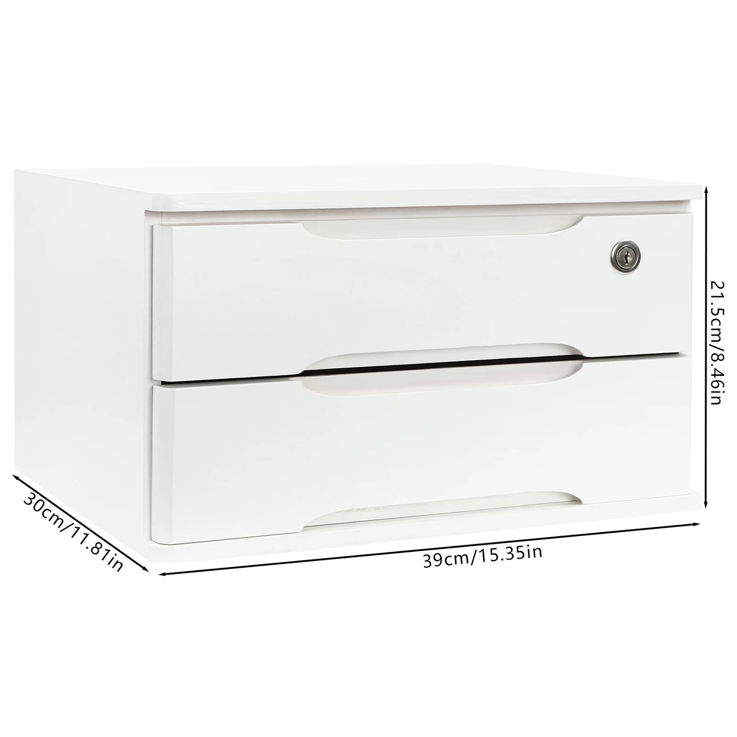 Wooden Desktop Storage Box Organizer With Lockable Drawers
