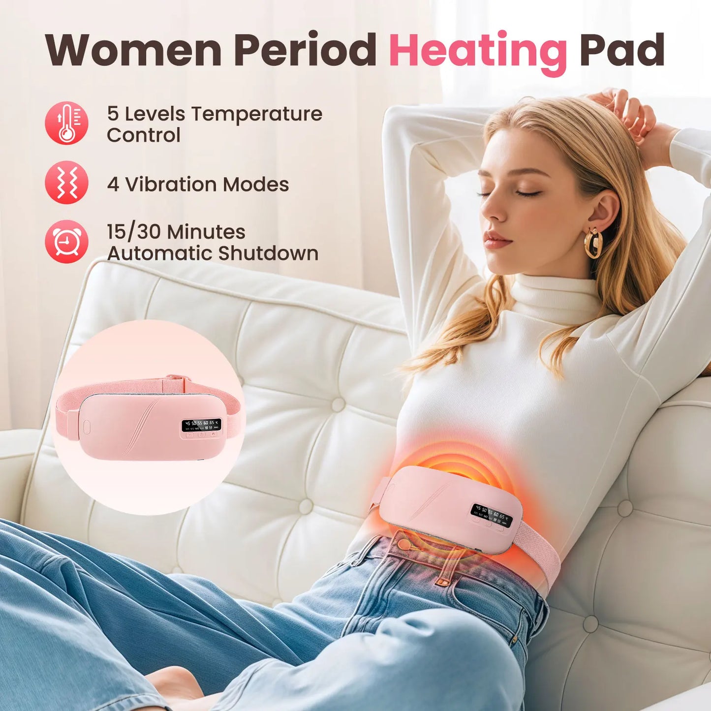 PASTSKY 5 Modes Electric Heating Waist Massage Belt