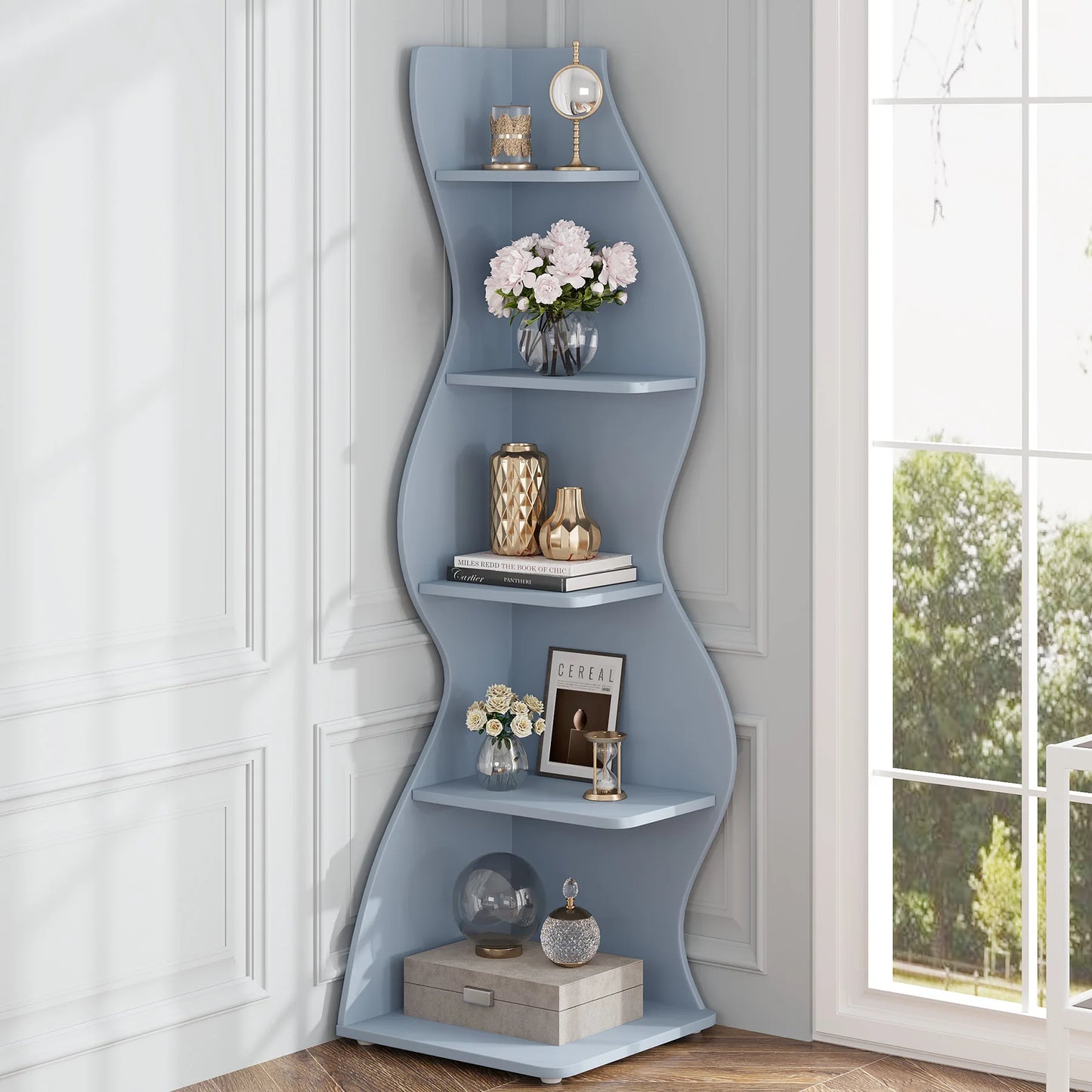 Tribesigns 5-Tier Corner Bookshelf Wall Plant Stand