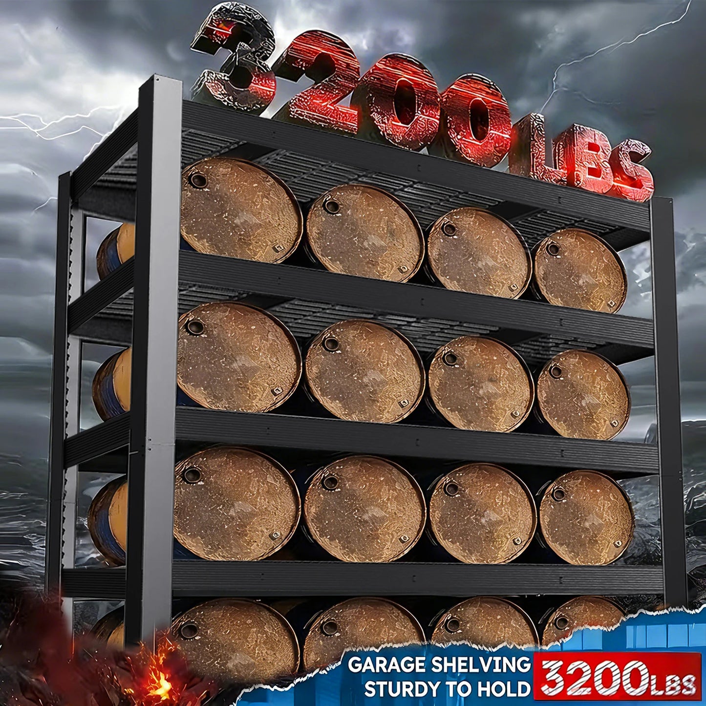 Heavy Duty 84 Inch Metal Storage Rack 2000Lb Per Layer